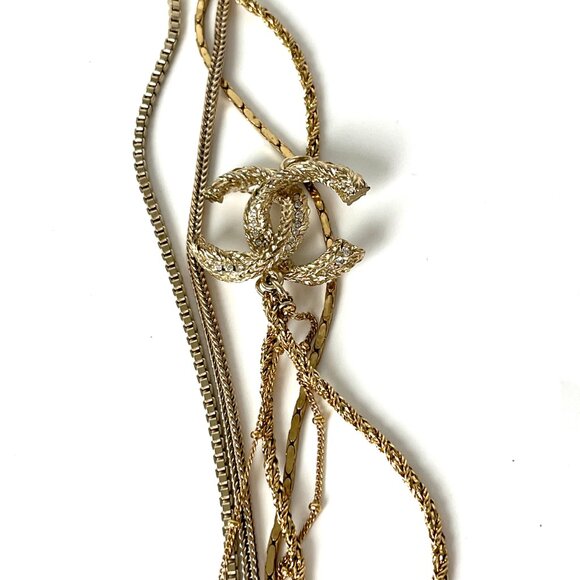 Authentic CHANEL Gold Multi Strand Strass 2017 Long Necklace - Picture 4 of 9